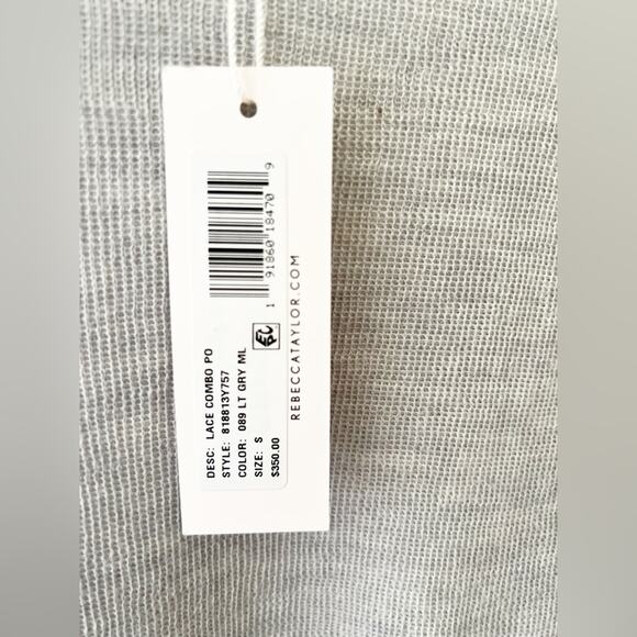 Rebecca Taylor Gray White Lace Combo Pullover Alpaca Wool Crew Sweater Size S - Picture 6 of 8